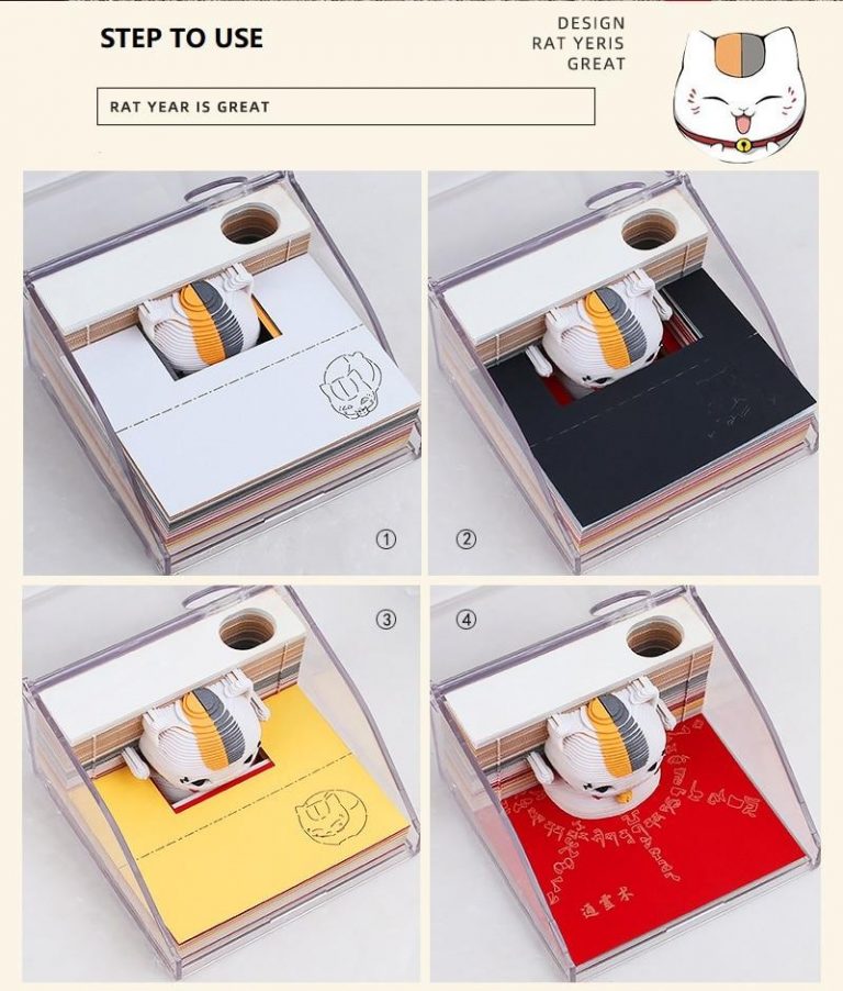 Maneki Neko Lucky Cat Omoshiroi Block 3D Memo Pads - Omoshiroi Block Shop